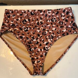 Leopard Print High-Waisted Bikini Bottoms